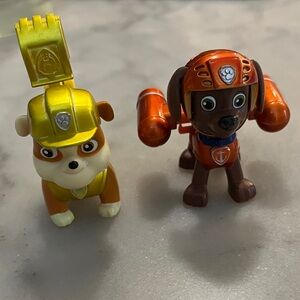 Paw Patrol Action Figures Zuma and Rubble - Yellow and Orange